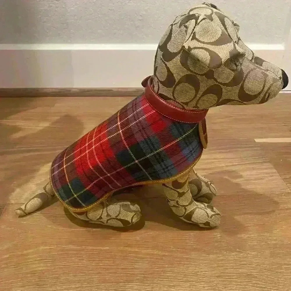 Coach Signature Rare Stuffed Dog Jack Russell with Leather Collar and Jacket - Picture 5 of 7